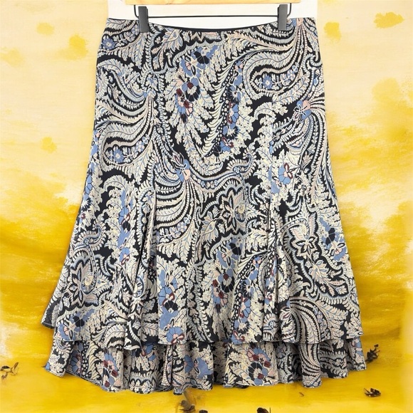 Chaps Chiffon Paisley Print Asymmetrical Skirt Sz Large 34” Waist VTG 90s Y2K - Picture 2 of 8